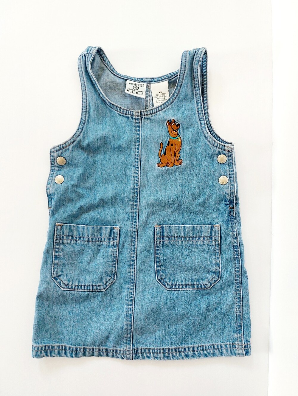 Y2k Scooby Doo Denim Jumper Dress XS girls Cartoon Network 2000s Warner Bros